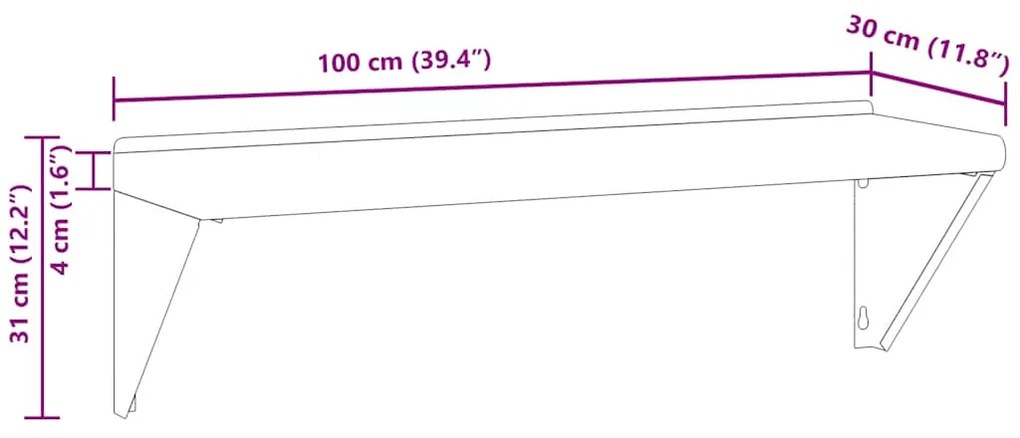 ΡΑΦΙ ΤΟΙΧΟΥ ΑΣΗΜΙ 100X30X31 ΕΚ. ΑΝΟΞΕΙΔΩΤΟ ΑΤΣΑΛΙ 30273