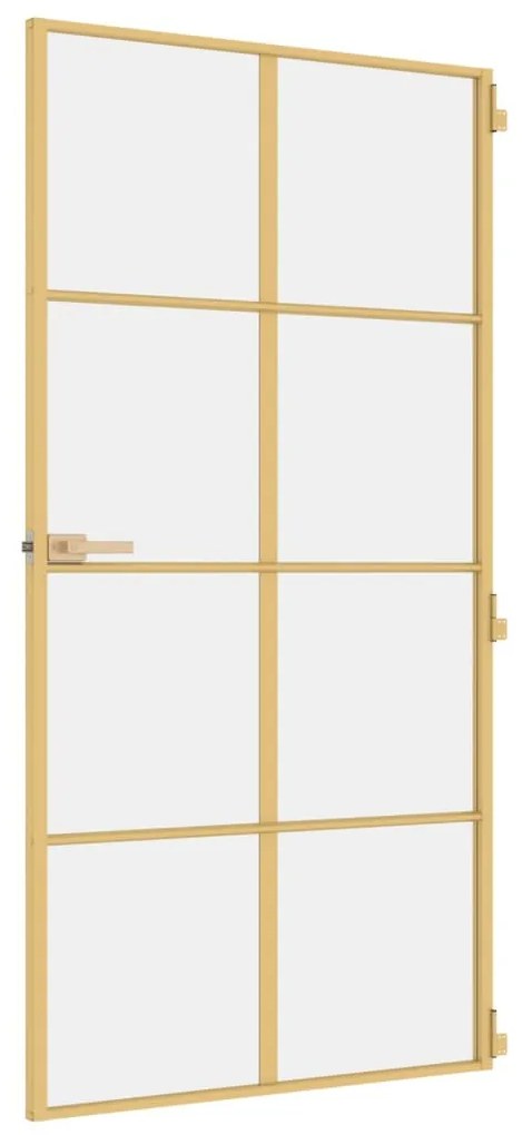 vidaXL Εσωτερική Πόρτα Χρυσή 102,5x201,5 εκ. Ψημένο Γυαλί & Αλουμίνιο