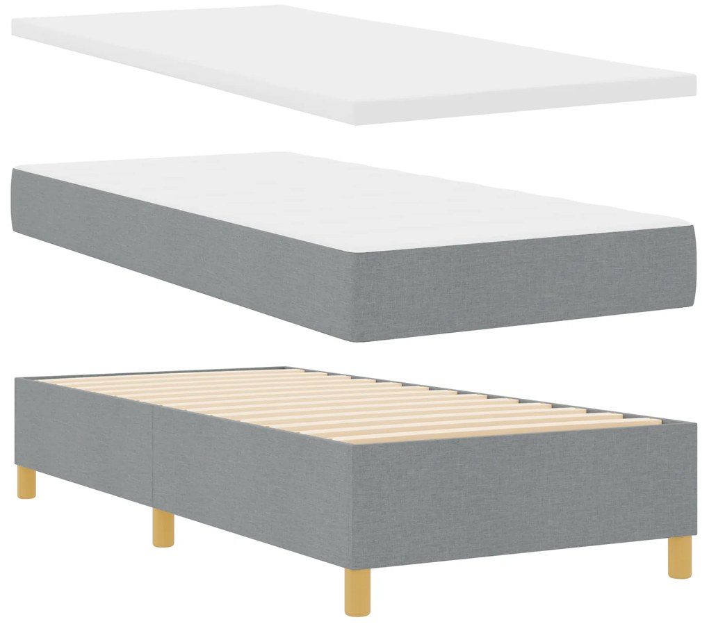 vidaXL Κρεβάτι Box Spring με Στρώμα & LED Φως Γκρι 90x190 cm Υφάσματος