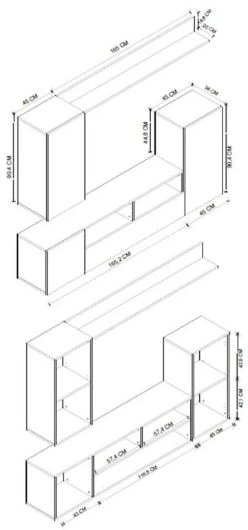 Σύνθεση τηλεόρασης Rodos Megapap χρώμα λευκό 210,2x36x90,4εκ.