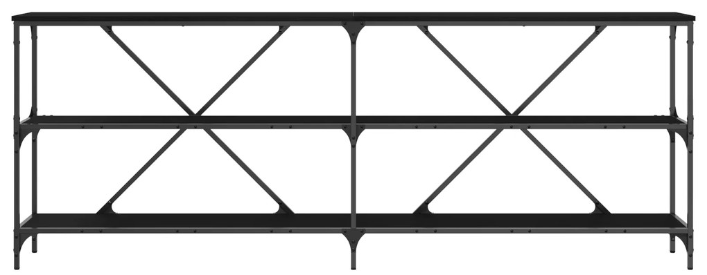 vidaXL Κονσόλα Μαύρη Δρυς 200x30x75 εκ. Κατασκευασμένο ξύλο και ατσάλι