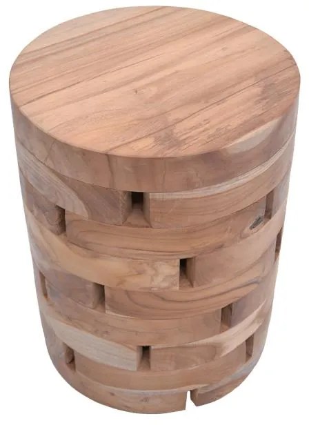 Σκαμπό Shard Inart φυσικό μασίφ ξύλο teak Φ35x45εκ 35x35x45 εκ.