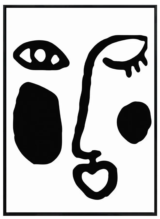 Κάδρο Σε Καμβά Art Face 1 021091 53x73xH3,5cm White-Black Vertical Ξύλο, Καμβάς