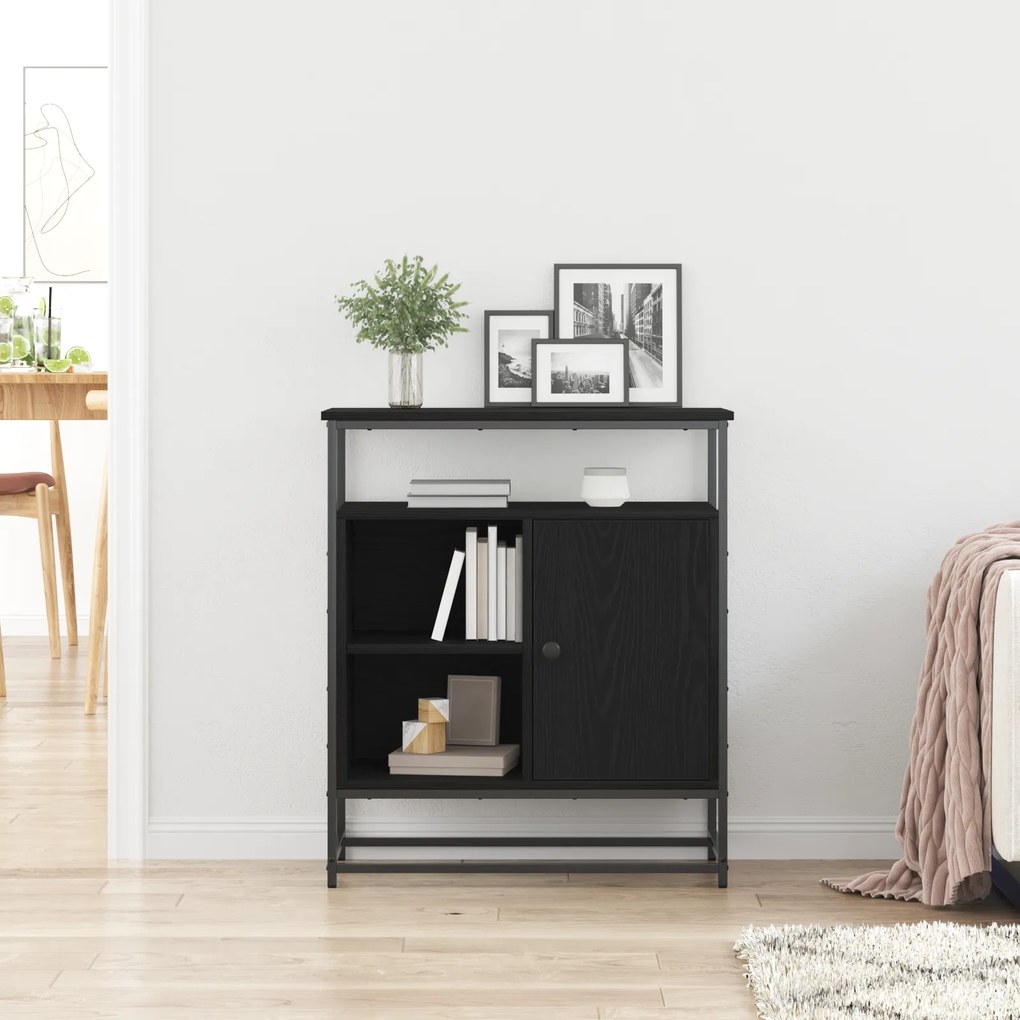 vidaXL Μπουφές Μαύρο Δρυς 69x35x80 εκ. Κατασκευασμένο από Ξύλο και Ατσάλι