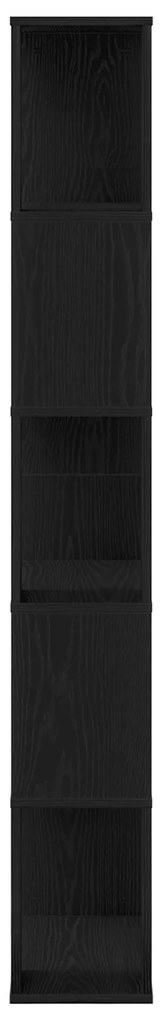 vidaXL βιβλιοθήκη  5-επίπεδη Μαύρο Δρύς 45x23,5x162,5 εκ Επεξεργασμένο ξύλο