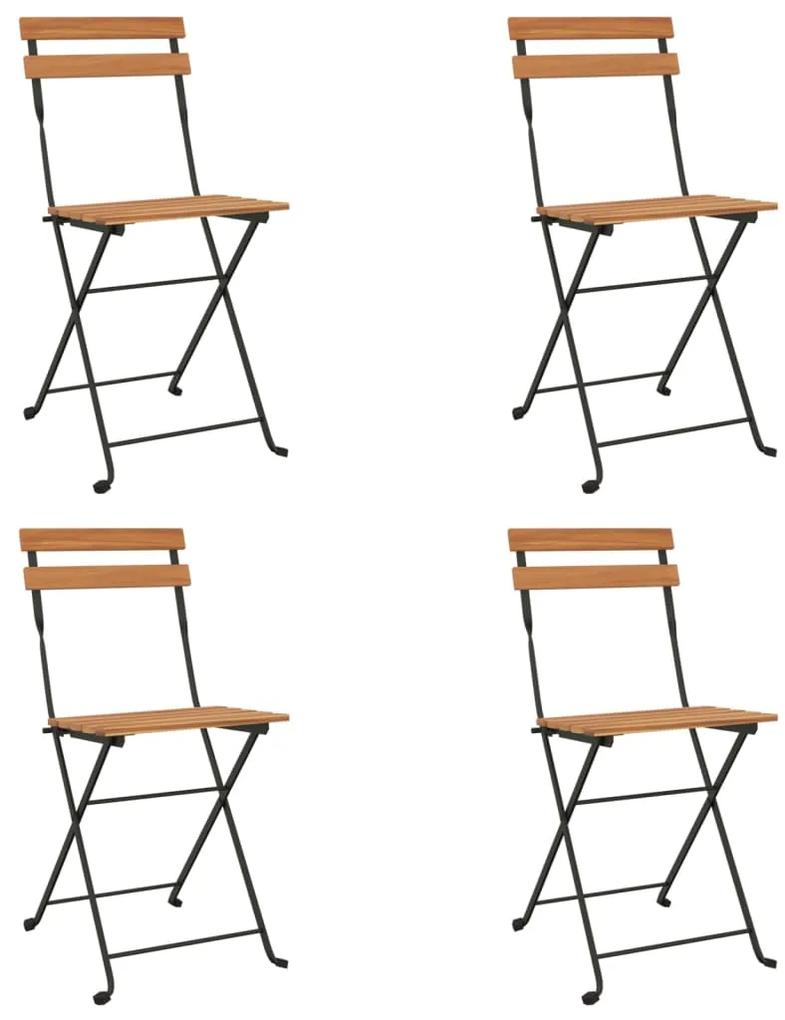 vidaXL Καρέκλες Bistro Πτυσσόμενες 4 τεμ. Μασίφ Ξύλο Teak και Ατσάλι