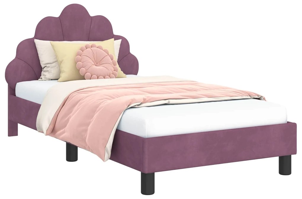 vidaXL Κρεβάτι Παιδικής Κρεβατοκάμαρας με Κεφαλάκι Μοβ 80 x 160 cm