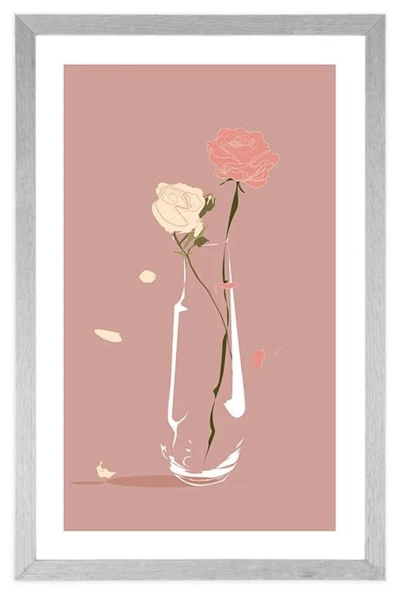 Αφίσα με παρπαστού Όμορφα λουλούδια σε βάζο - 60x90 white