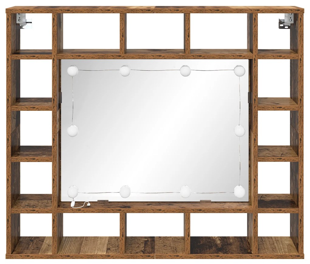 vidaXL Ντουλάπα Καθρέφτη με ράφι Παλαιό ξύλο 91 x 15 x 76.5 εκ.