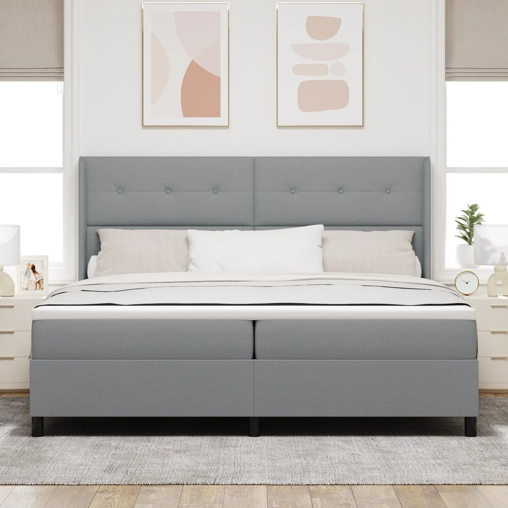 vidaXL Κρεβάτι με Στρώμα Φωτεινό Γκρι 200x200 cm Ύφασμα