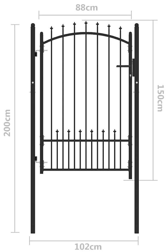 vidaXL Πύλη Φράχτη Μαύρο 100 x 150 cm Ατσάλι με Επικάλυψη Πούδρας