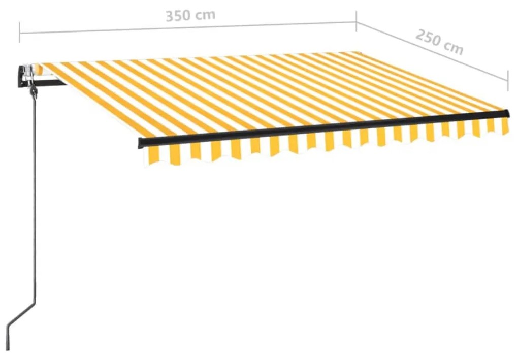 Τέντα Αυτόματη με LED &amp; Αισθ. Ανέμου Κίτρινο/Λευκό 350x250 εκ. - Κίτρινο