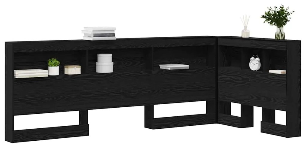 vidaXL Κεφαλάρι Αποθήκης με ράφι Μαύρη δρυς 90 cm Επεξεργασμένο ξύλο