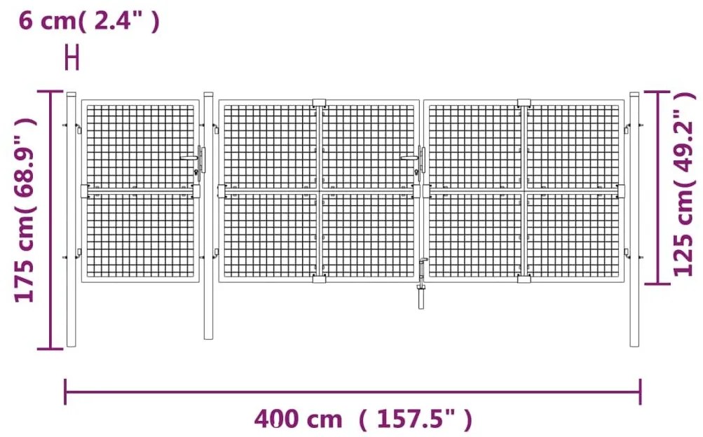 Πόρτα Περίφραξης με Πλέγμα Πράσινη 400 x 175 εκ. Γαλβαν. Ατσάλι - Πράσινο