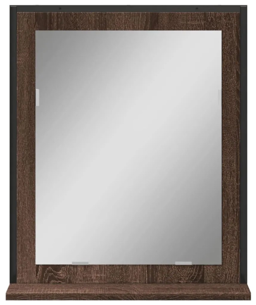 vidaXL Καθρέφτης Μπάνιου με Ράφι Καφέ Δρυς 50x12x60 εκ. Επεξ. Ξύλο