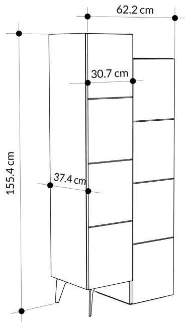 Ντουλάπι-στήλη Romane pakoworld μόκα 62.2x37.4x155.4εκ