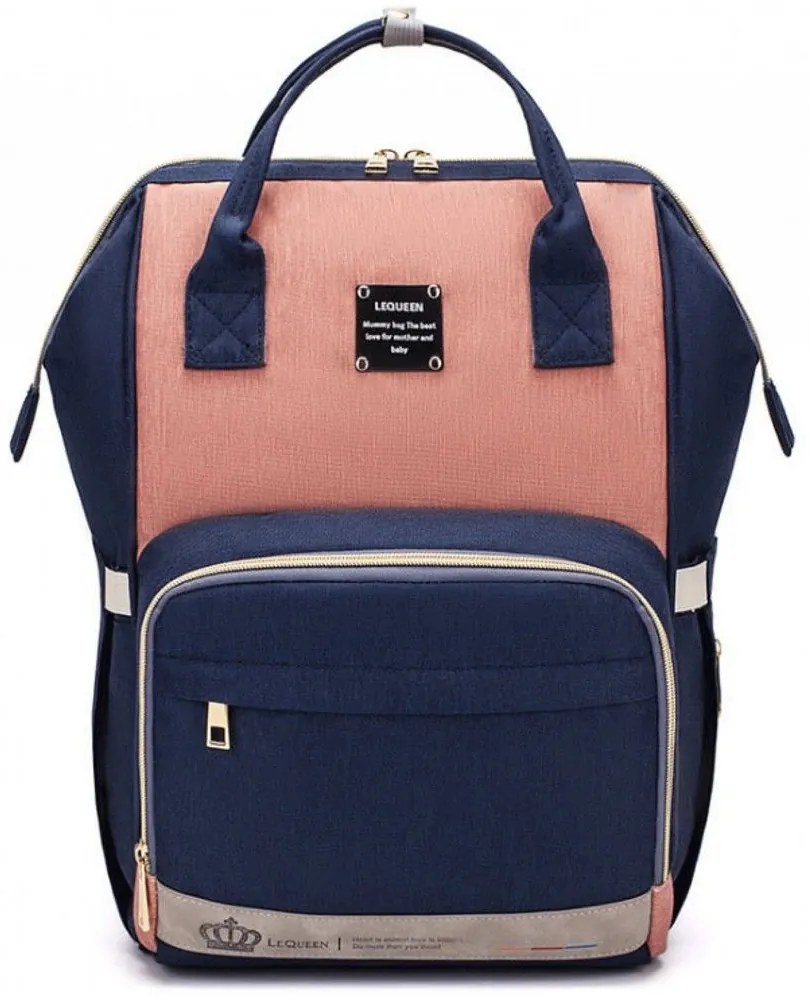 Τσάντα Μωρού Πλάτης B-252 39x30x22 Blue-Pink Lequeen Ύφασμα