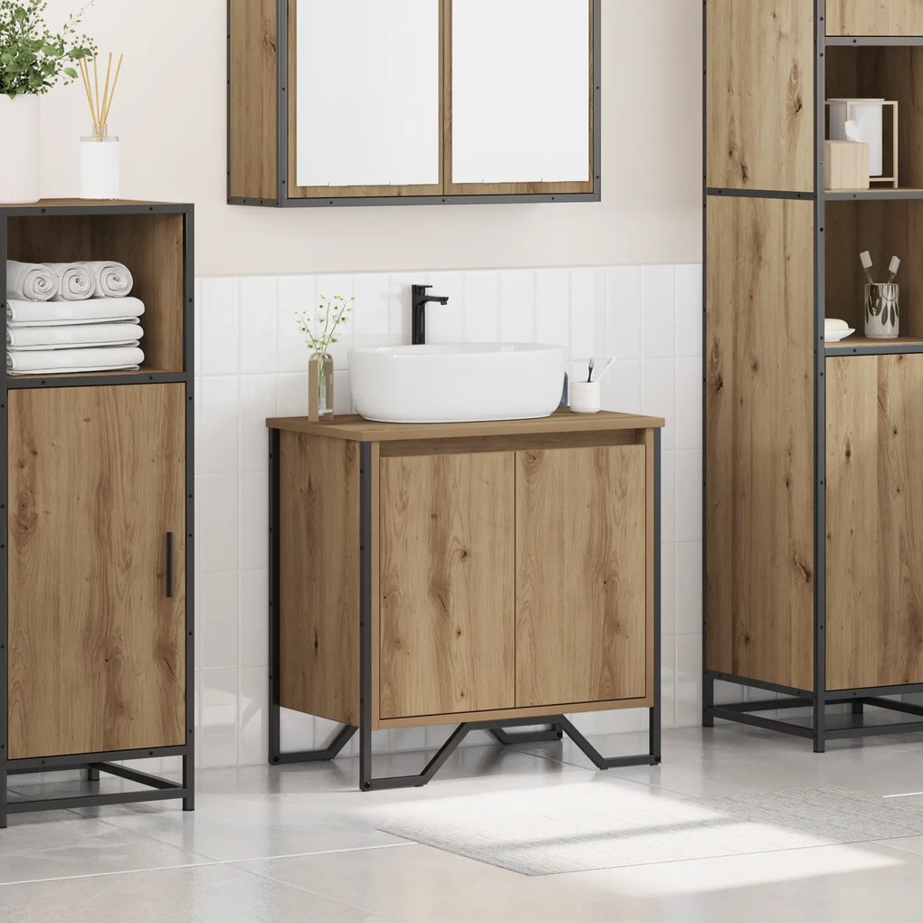 vidaXL Ντουλάπι μπάνιου καφέ ξύλο 60x35x50 εκ. επεξεργασμένο ξύλο