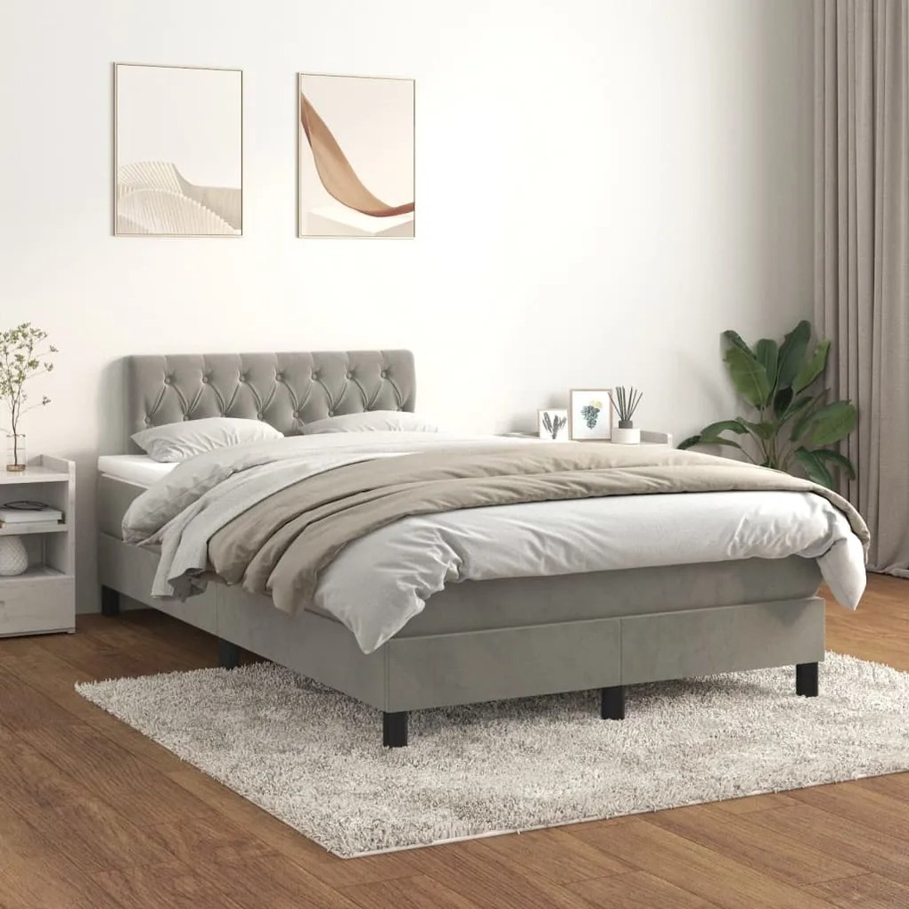 ΚΡΕΒΑΤΙ BOXSPRING ΜΕ ΣΤΡΩΜΑ ΑΝΟΙΧΤΟ ΓΚΡΙ 120X190 ΕΚ. ΒΕΛΟΥΔΙΝΟ 3269855