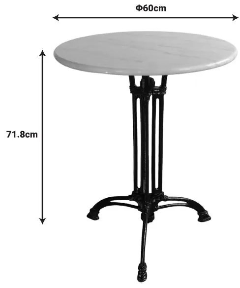 Τραπέζι μαρμάρινο Bastile μαντέμι σε λευκή-μαύρη απόχρωση Φ60x71.8εκ 60x60x71.8 εκ.