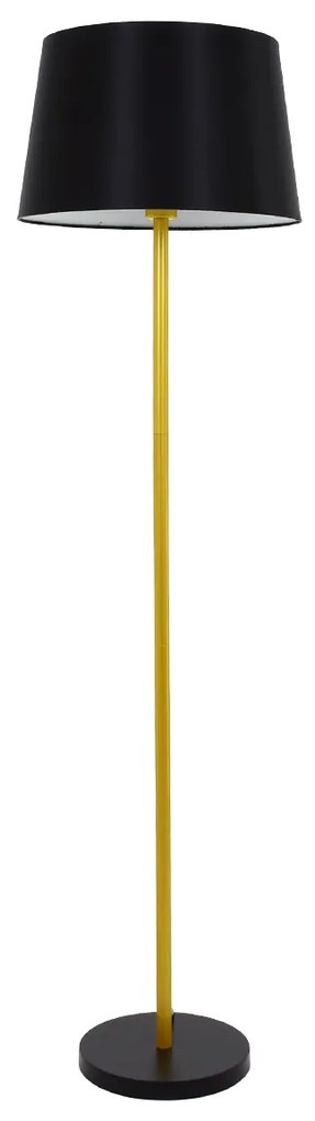 00829 GloboStar®  CEDAR 00829 Μοντέρνο Επιδαπέδιο Φωτιστικό Μονόφωτο 1 x E27 IP20 Χρυσό Μέταλλο με Μαύρο Ύφασμα - Μ40 x Π40 x Υ148cm