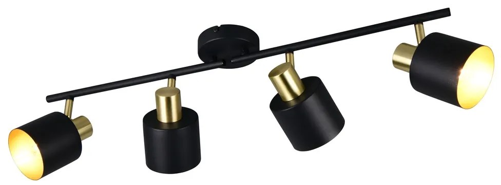 Φωτιστικό Σποτ Trio Lighting EVA 868800480 Μαύρο Ματ (Black Mat) και Χρυσό Χρώμα (Gold Coloured)