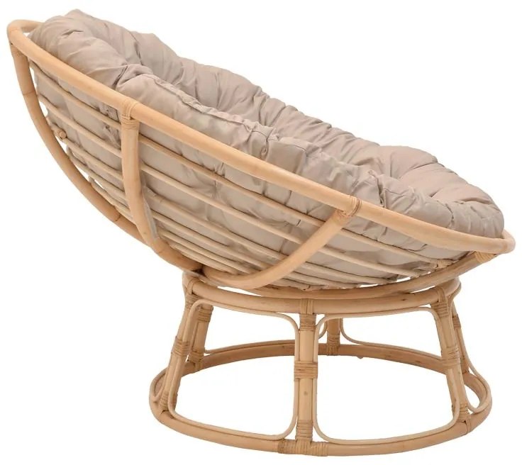 Καρέκλα - Πολυθρόνα Servey rattan pe σε φυσική απόχρωση-μπεζ μαξιλάρι Φ115x58 εκ. 115x115x58 εκ.