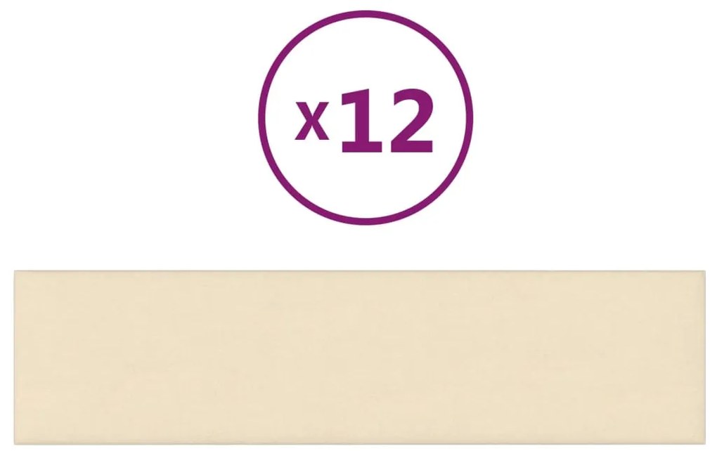vidaXL Πάνελ Τοίχου 12 τεμ. Κρεμ 60 x 15 εκ. 1,08 μ² Υφασμάτινα