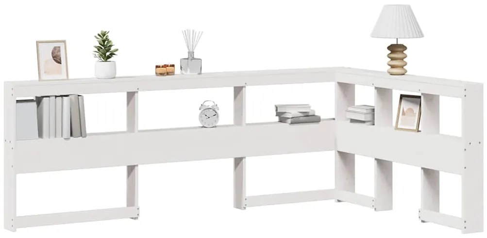 vidaXL βιβλιοθήκη κεφαλάρι σε σχήμα L Λευκό 120 εκ. Ξύλο Πεύκου