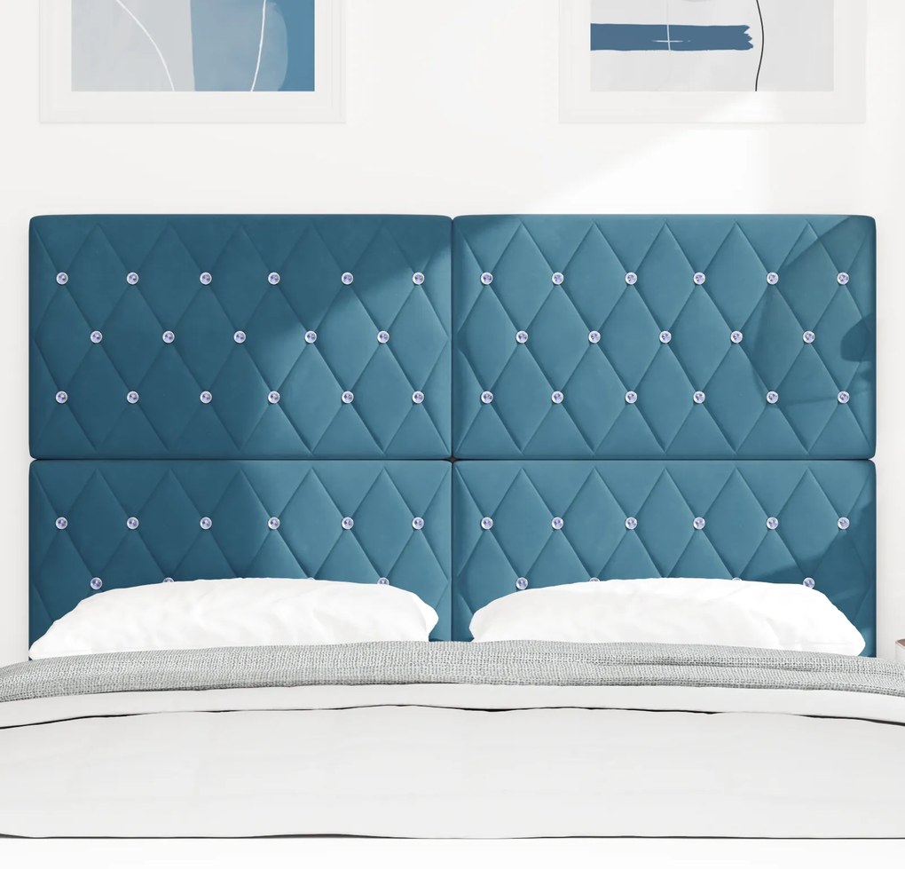 vidaXL Βελούδινο Κεφαλάρι Argyle Σκούρο Μπλε 160 cm Βελούδο