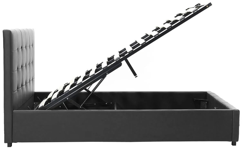 Κρεβάτι Roi pakoworld 160x200 PU μαύρο ματ + αποθηκευτικό χώρο