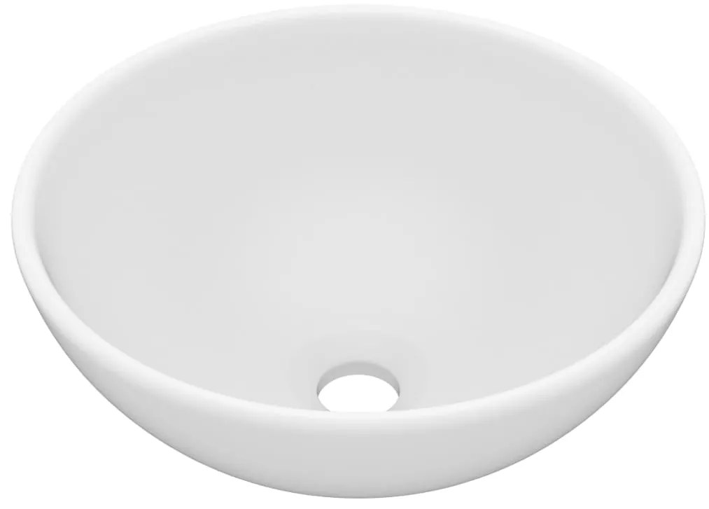 vidaXL Νιπτήρας Πολυτελής Στρογγυλός Λευκό Ματ 32,5x14 εκ. Κεραμικός