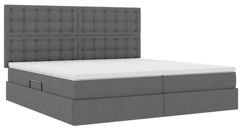 vidaXL Κρεβάτι με αποθηκευτικό χώρο και LED Σκούρο Γκρι 200 x 200 cm