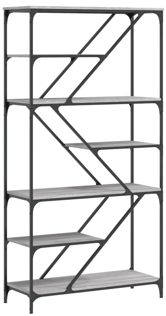 vidaXL Βιβλιοθήκη Γκρι Sonoma 91 x 36 x 176 εκ. Επεξεργ. Ξύλο / Ατσάλι