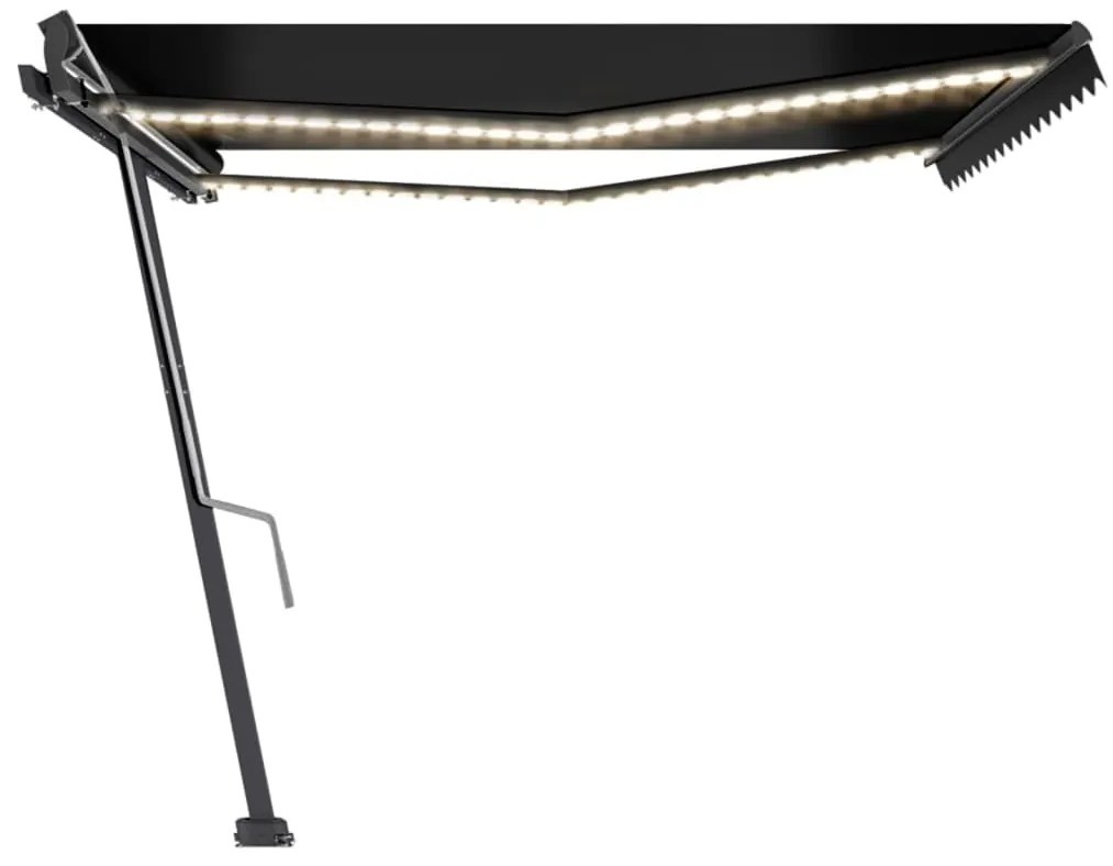 vidaXL Τέντα Συρόμενη Χειροκίνητη με LED Ανθρακί 400 x 300 εκ.