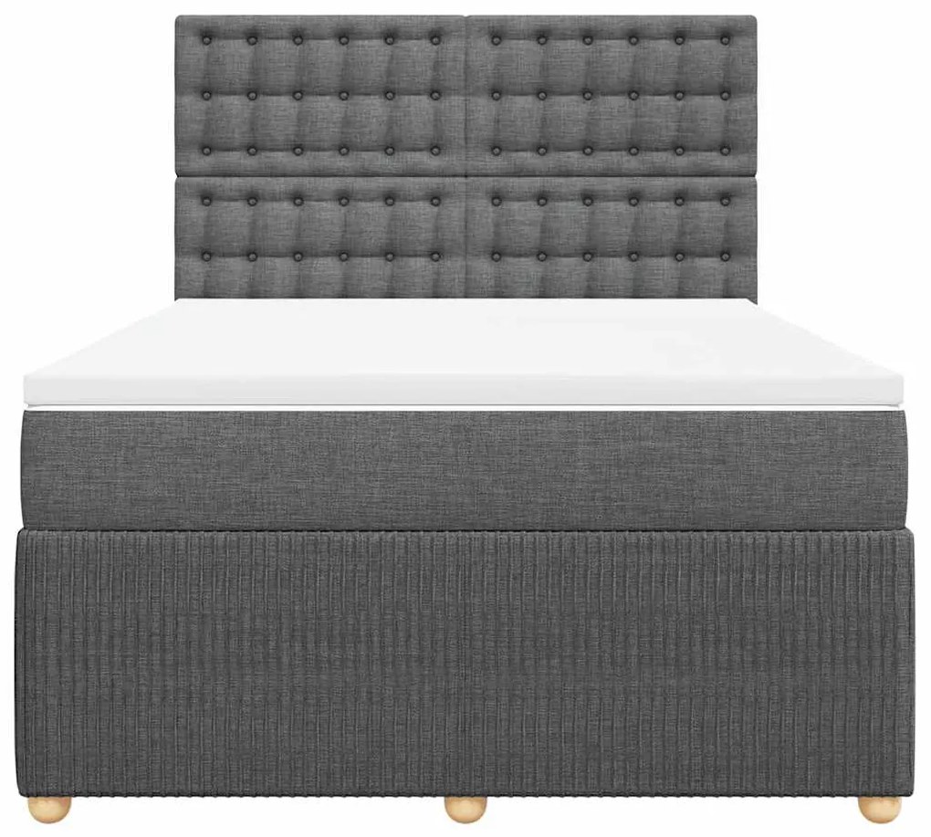 vidaXL Κρεβάτι Boxspring με Στρώμα Σκούρο Γκρι 140x190 εκ. Υφασμάτινο