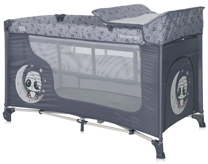 LORELLI ΠΑΡΚΟΚΡΕΒΑΤΟ 2 ΕΠΙΠΕΔΩΝ ΜΕ ΑΛΛΑΞΙΕΡΑ MOONLIGHT 2 COOL GREY PANDAS 10080412362