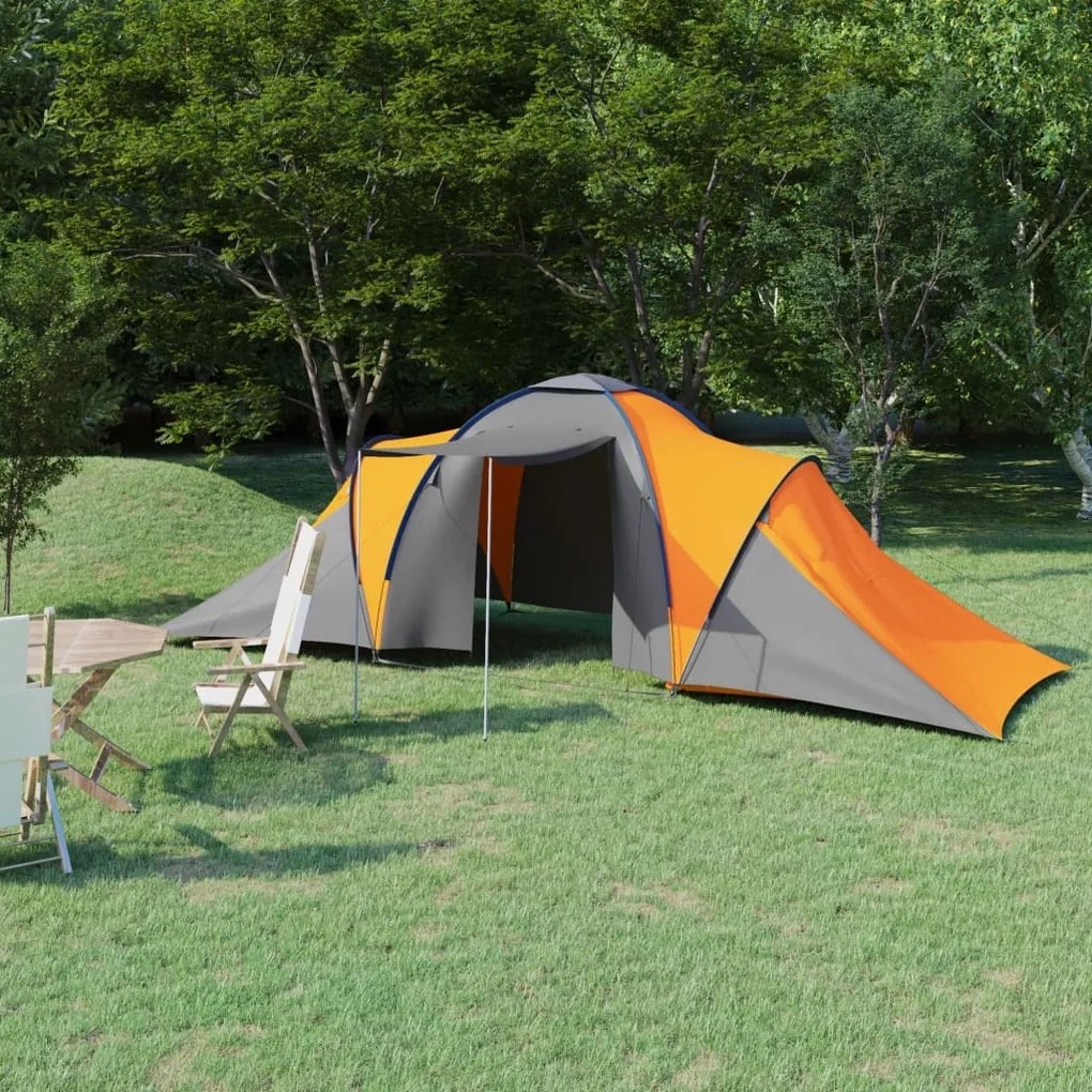 vidaXL Σκηνή Camping 6 Ατόμων Γκρι / Πορτοκαλί