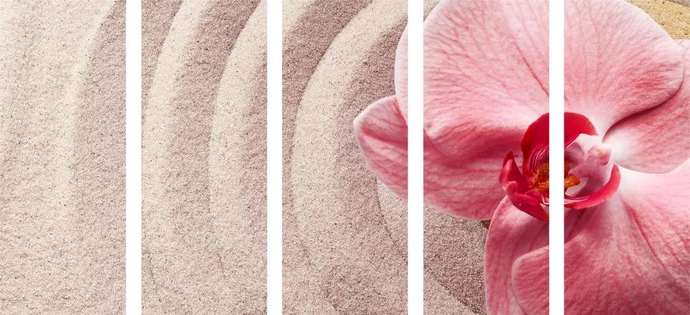 Εικόνα 5 μερών περισσότερη άμμος και ροζ ορχιδέα - 100x50