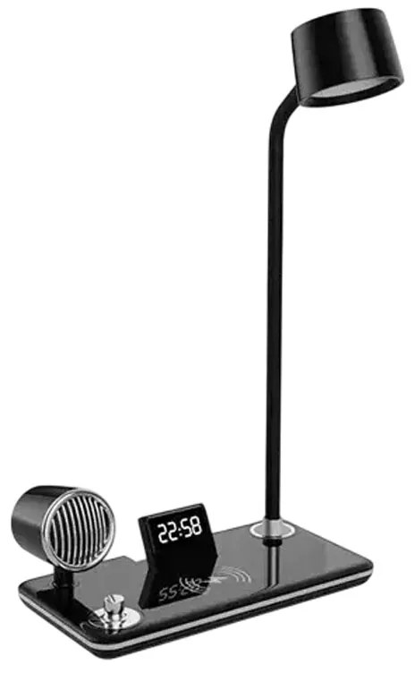 LED Φωτιστικό Γραφείου 4 σε 1 με Ασύρματο Φορτιστή, Ηχείο Bluetooth και Ρολόι - LED Desk Lamp 4 in 1 with Wireless Charger, Bluetooth Speaker and Clock