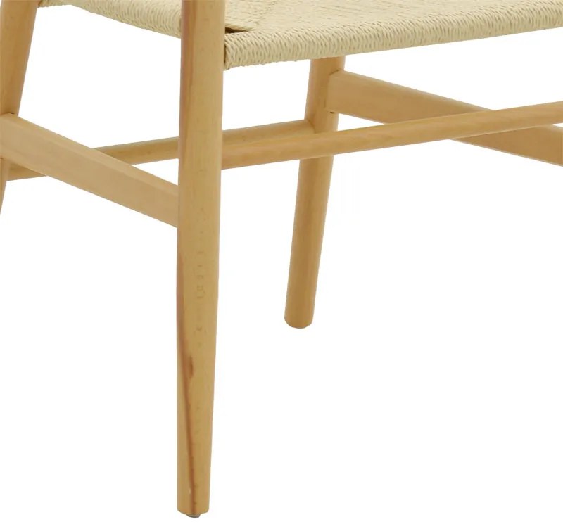 Καρέκλα Wishbone pakoworld rubberwood φυσικό-έδρα φυσικό σχοινί 54x46x75εκ