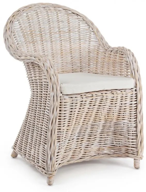 Πολυθρόνα Martin Εξωτερικού Χώρου Λευκή Rattan 60x67x89εκ. - Μπεζ