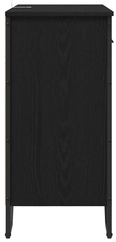 vidaXL Πλαϊνό γραφείο με συρτάρι Μαύρη Οξυά 79,5 x 35,5 x 74,5 εκ