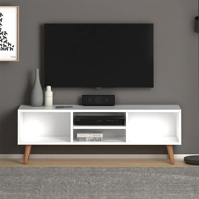 Έπιπλο τηλεόρασης Loren Megapap χρώμα λευκό 120x30x40εκ.