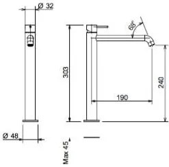 Μπαταρία νιπτήρος La Torre Elle 316 35016 Ψηλή-Inox