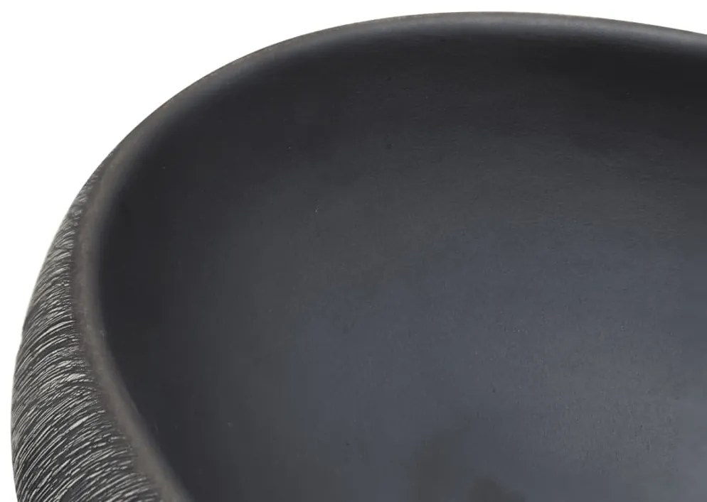 vidaXL Νιπτήρας Οβάλ Μαύρος και Γκρι 59 x 40 x 15 εκ. Κεραμικός