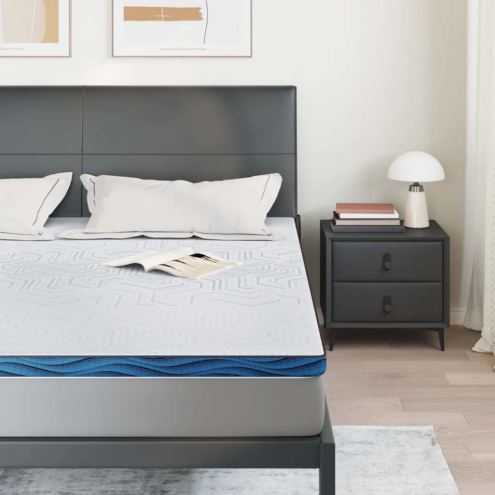 vidaXL Στρώματα Λευκό και Μπλε 200 x 200 cm