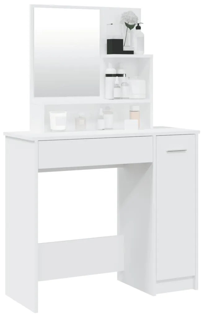 vidaXL Μπουντουάρ με Καθρέφτη Λευκό 86,5 x 35 x 136 εκ.