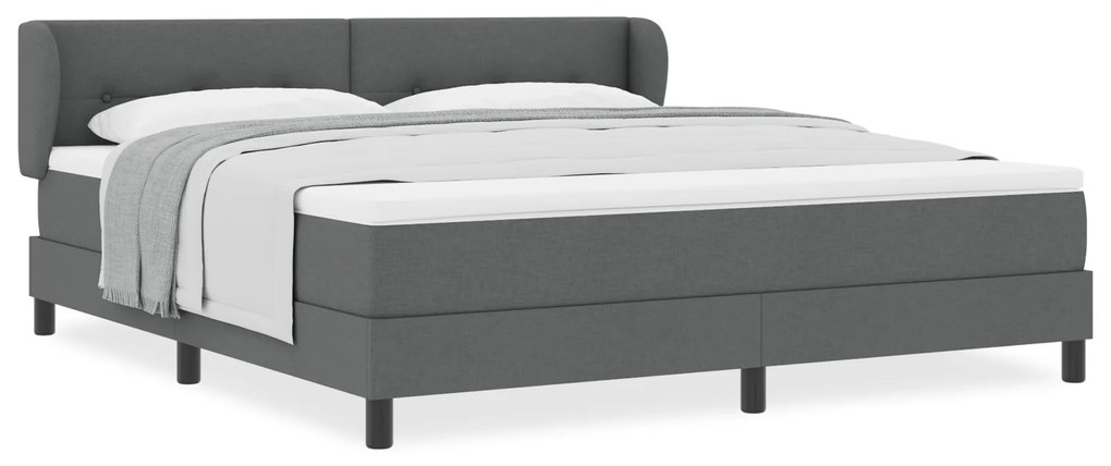 vidaXL Κρεβάτι με Στρώμα Στρώμα Σκούρο Γκρι 180x200 εκ. Ύφασμα