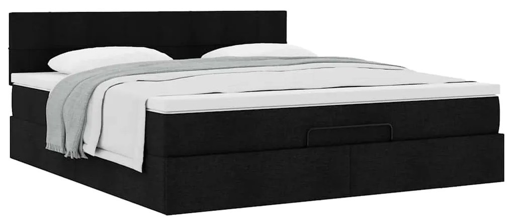 vidaXL Οθωμανικό κρεβάτι με στρώμα Μαύρο 180x200cm Ύφασμα